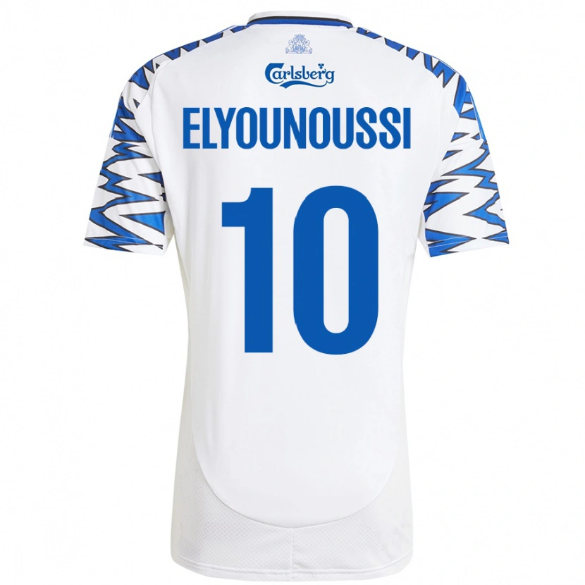 Danxen Homme Maillot Mohamed Elyounoussi #10 Blanc Bleu Ciel Tenues Domicile 2024/25 T-Shirt