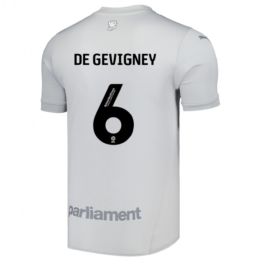 Danxen Homme Maillot Maël De Gevigney #6 Gris Argenté Tenues Extérieur 2024/25 T-Shirt