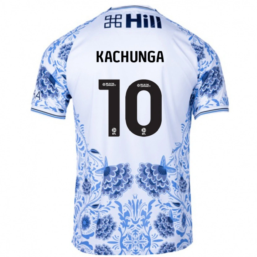 Danxen Homme Maillot Elias Kachunga #10 Blanc Bleu Tenues Extérieur 2024/25 T-Shirt