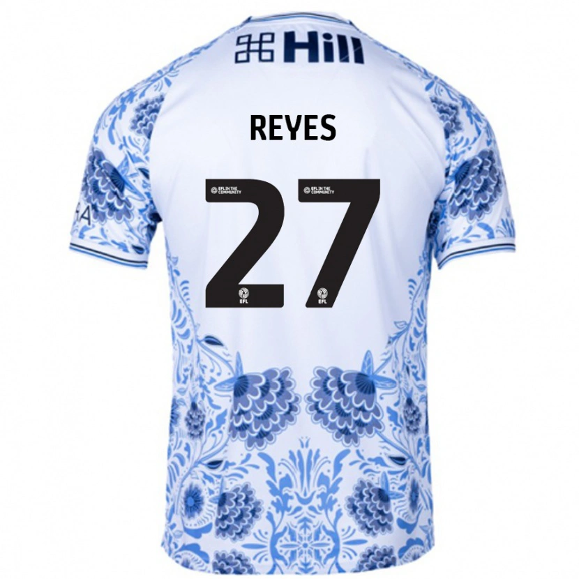 Danxen Homme Maillot Vicente Reyes #27 Blanc Bleu Tenues Extérieur 2024/25 T-Shirt