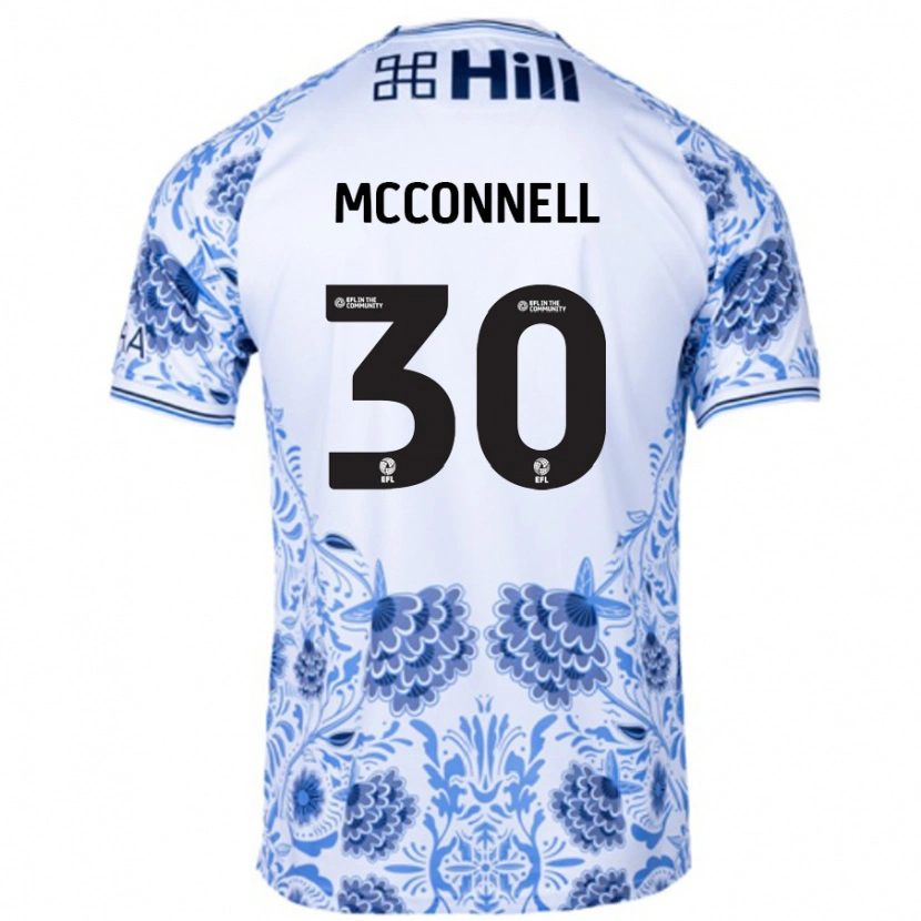 Danxen Homme Maillot Glenn Mcconnell #30 Blanc Bleu Tenues Extérieur 2024/25 T-Shirt