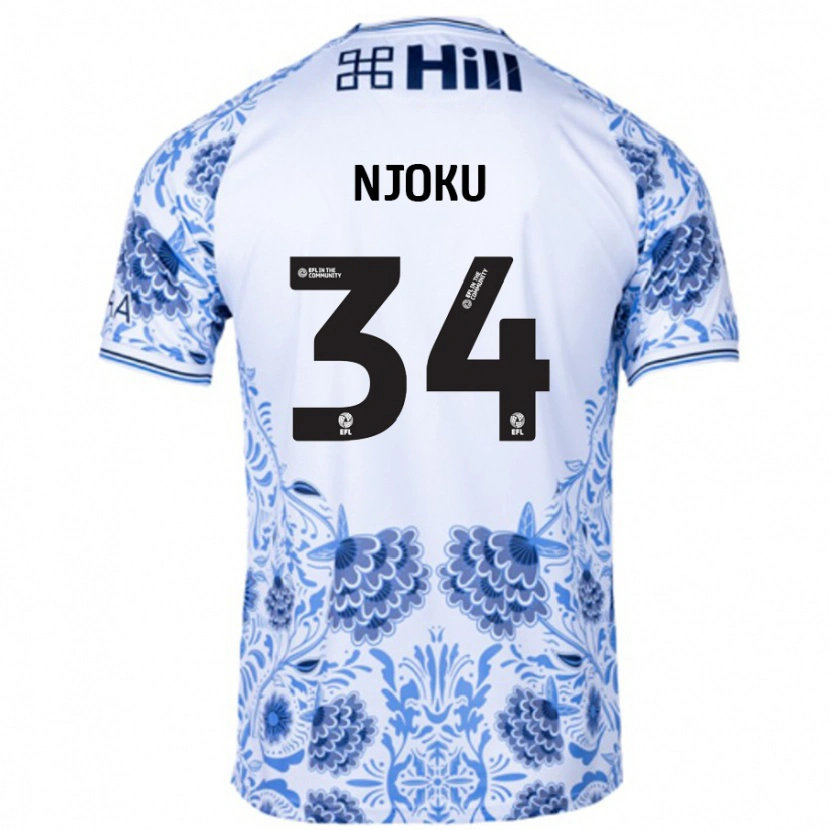 Danxen Homme Maillot Brandon Njoku #34 Blanc Bleu Tenues Extérieur 2024/25 T-Shirt