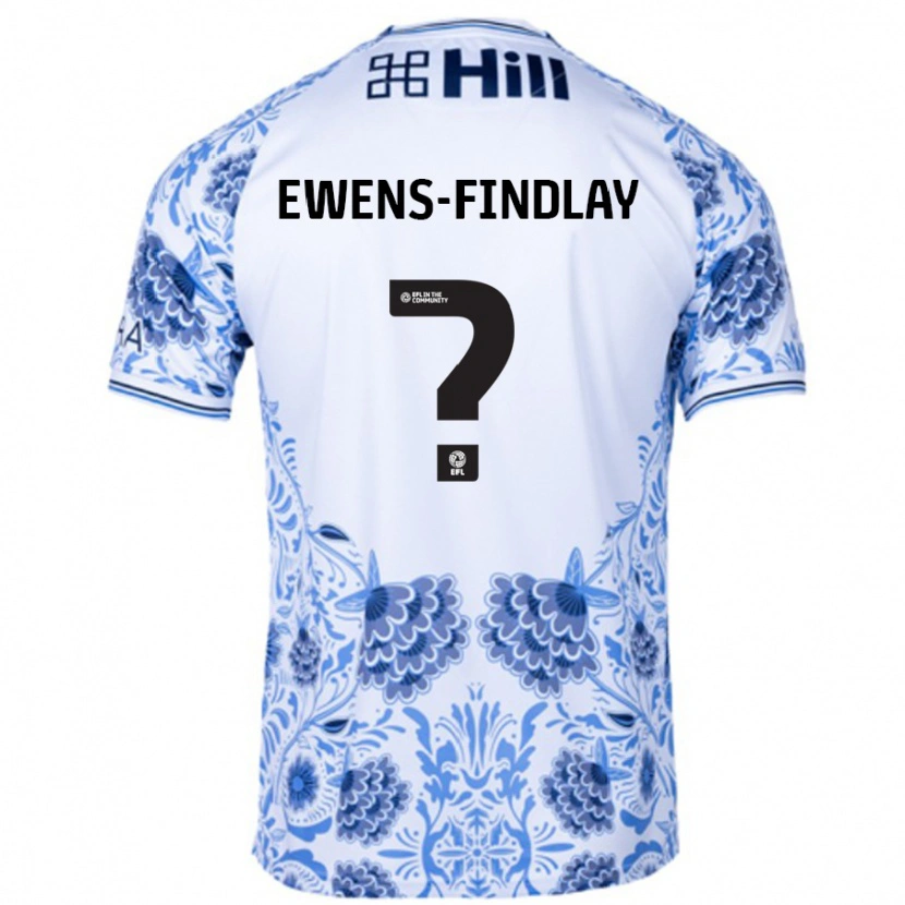 Danxen Homme Maillot Ty Ewens-Findlay #0 Blanc Bleu Tenues Extérieur 2024/25 T-Shirt