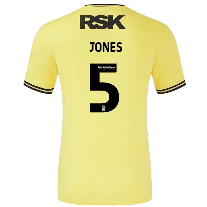 Danxen Homme Maillot Lloyd Jones #5 Jaune Noir Tenues Extérieur 2024/25 T-Shirt