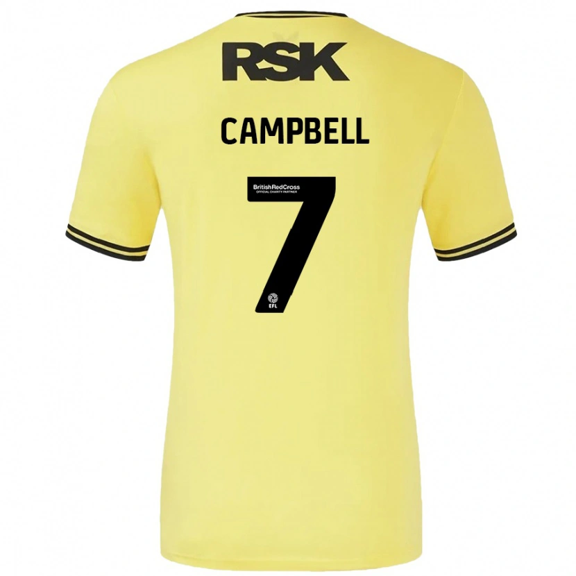 Danxen Homme Maillot Tyreece Campbell #7 Jaune Noir Tenues Extérieur 2024/25 T-Shirt