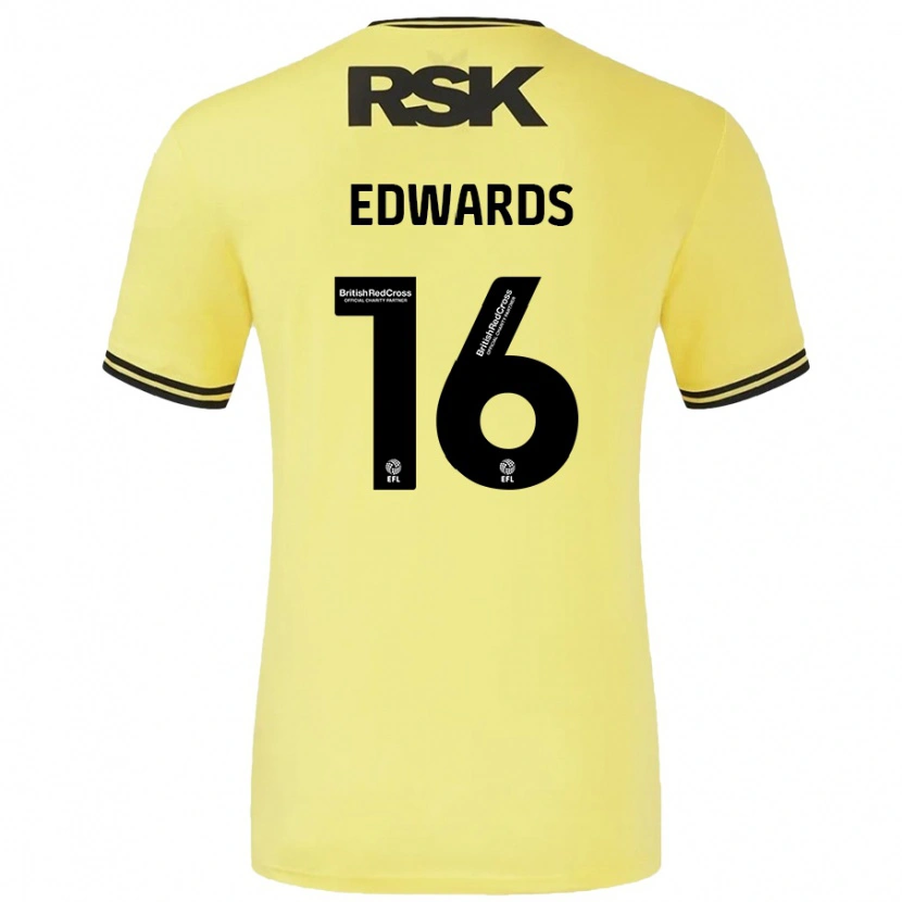 Danxen Homme Maillot Josh Edwards #16 Jaune Noir Tenues Extérieur 2024/25 T-Shirt