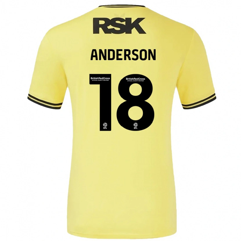 Danxen Homme Maillot Karoy Anderson #18 Jaune Noir Tenues Extérieur 2024/25 T-Shirt