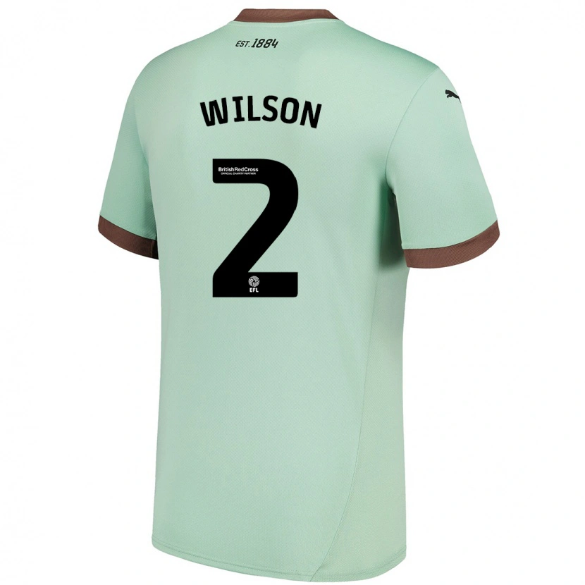 Danxen Homme Maillot Kane Wilson #2 Vert Pâle Tenues Extérieur 2024/25 T-Shirt