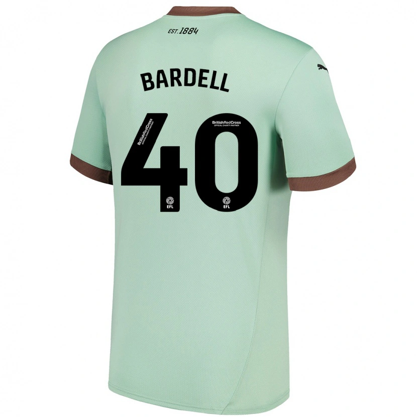 Danxen Homme Maillot Max Bardell #40 Vert Pâle Tenues Extérieur 2024/25 T-Shirt