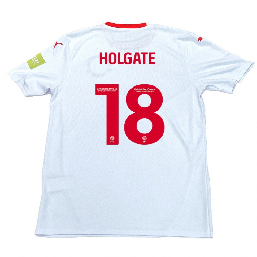 Danxen Homme Maillot Harrison Holgate #18 Blanc Tenues Extérieur 2024/25 T-Shirt