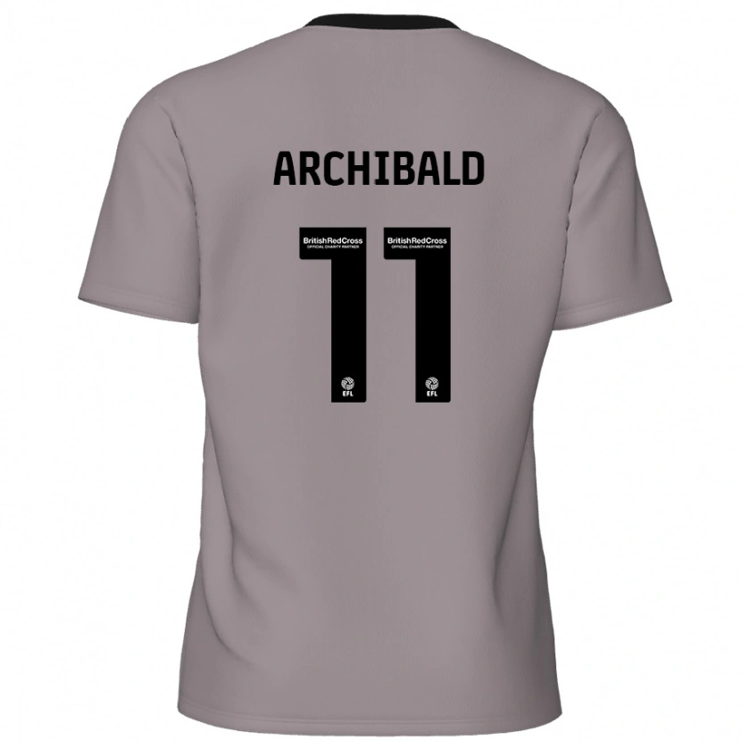 Danxen Homme Maillot Theo Archibald #11 Gris Tenues Extérieur 2024/25 T-Shirt