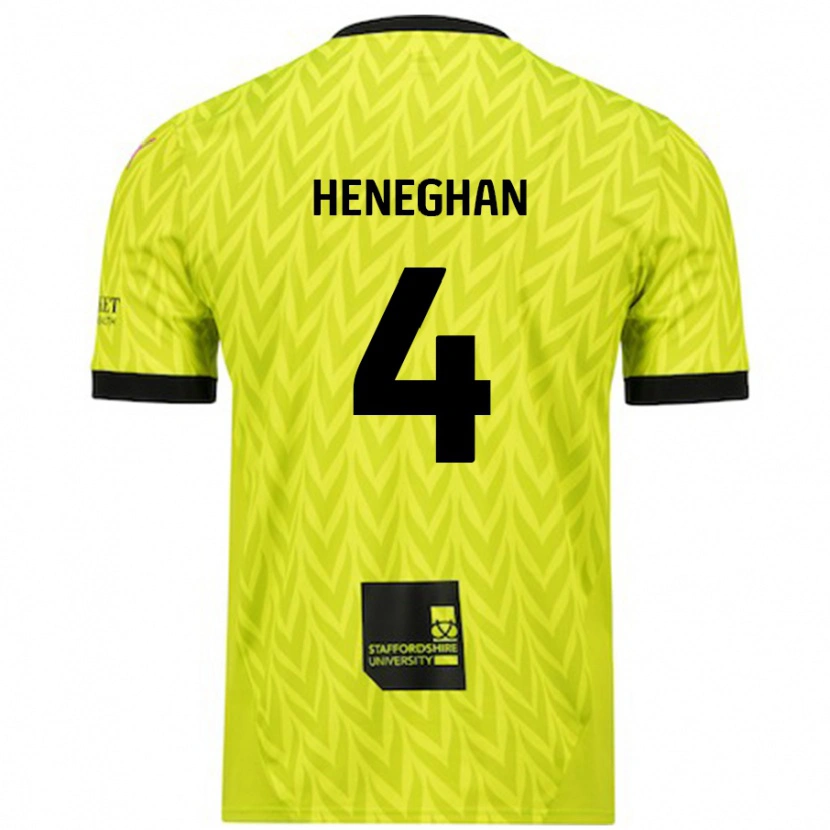 Danxen Homme Maillot Ben Heneghan #4 Vert Fluo Tenues Extérieur 2024/25 T-Shirt