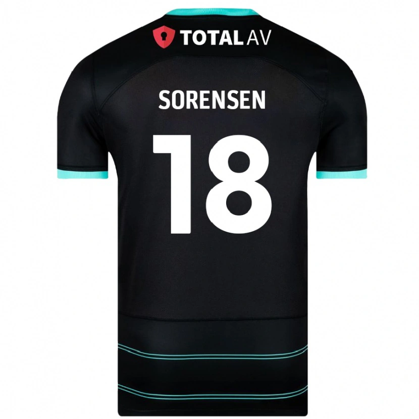 Danxen Homme Maillot Elias Sørensen #18 Noir Tenues Extérieur 2024/25 T-Shirt