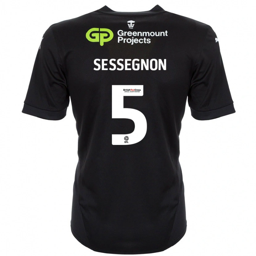 Danxen Homme Maillot Steven Sessegnon #5 Noir Tenues Extérieur 2024/25 T-Shirt