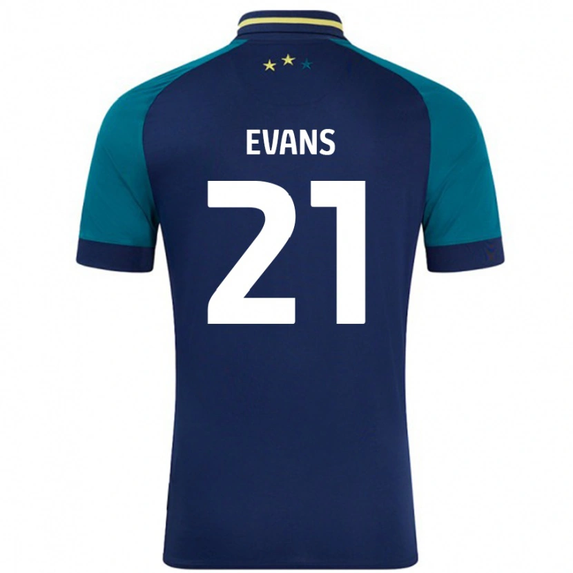 Danxen Homme Maillot Antony Evans #21 Marine Vert Foncé Tenues Extérieur 2024/25 T-Shirt