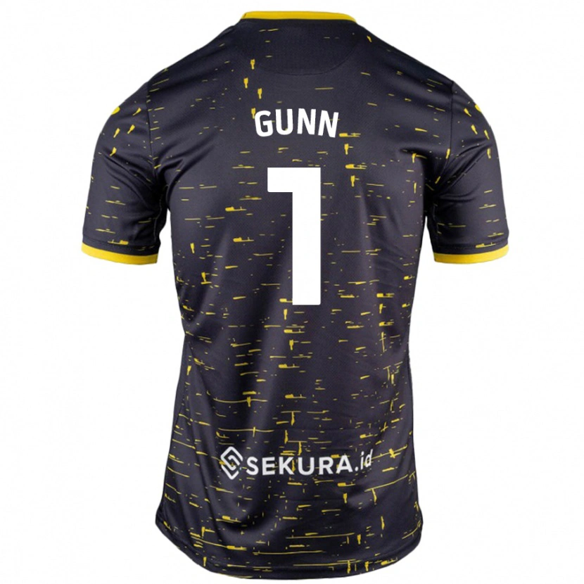 Danxen Homme Maillot Angus Gunn #1 Noir Jaune Tenues Extérieur 2024/25 T-Shirt