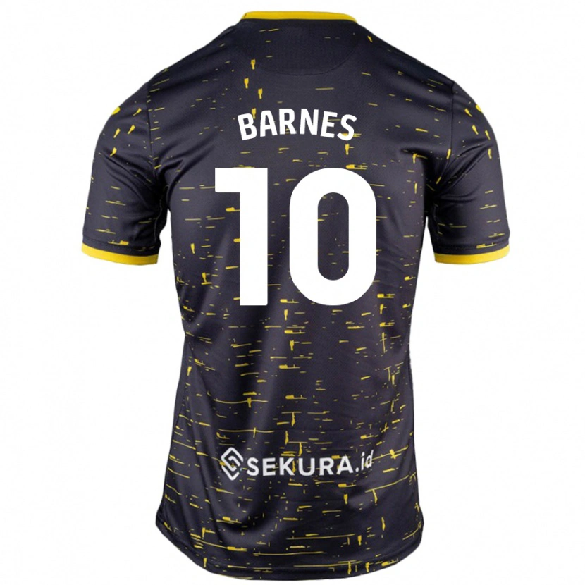 Danxen Homme Maillot Ashley Barnes #10 Noir Jaune Tenues Extérieur 2024/25 T-Shirt