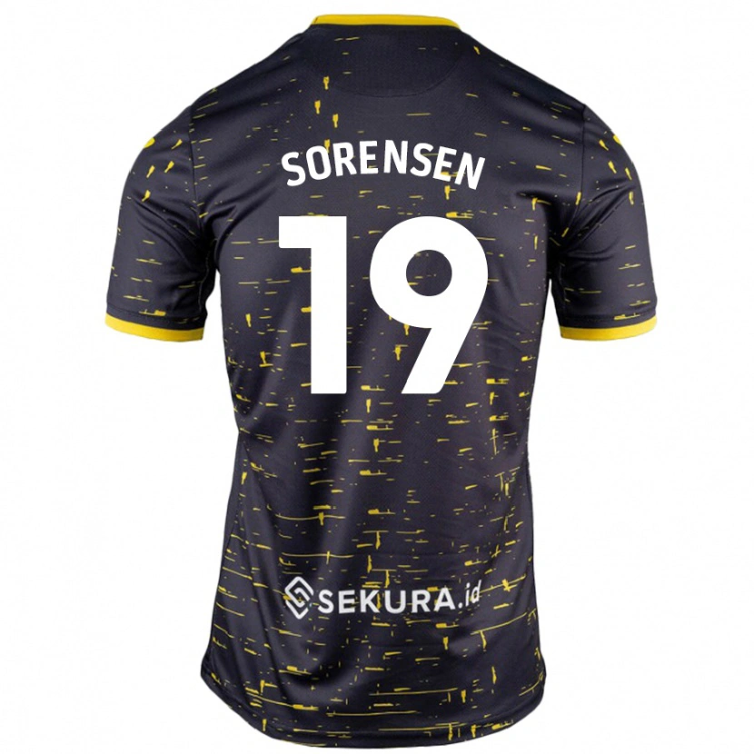 Danxen Homme Maillot Jacob Lungi Sørensen #19 Noir Jaune Tenues Extérieur 2024/25 T-Shirt