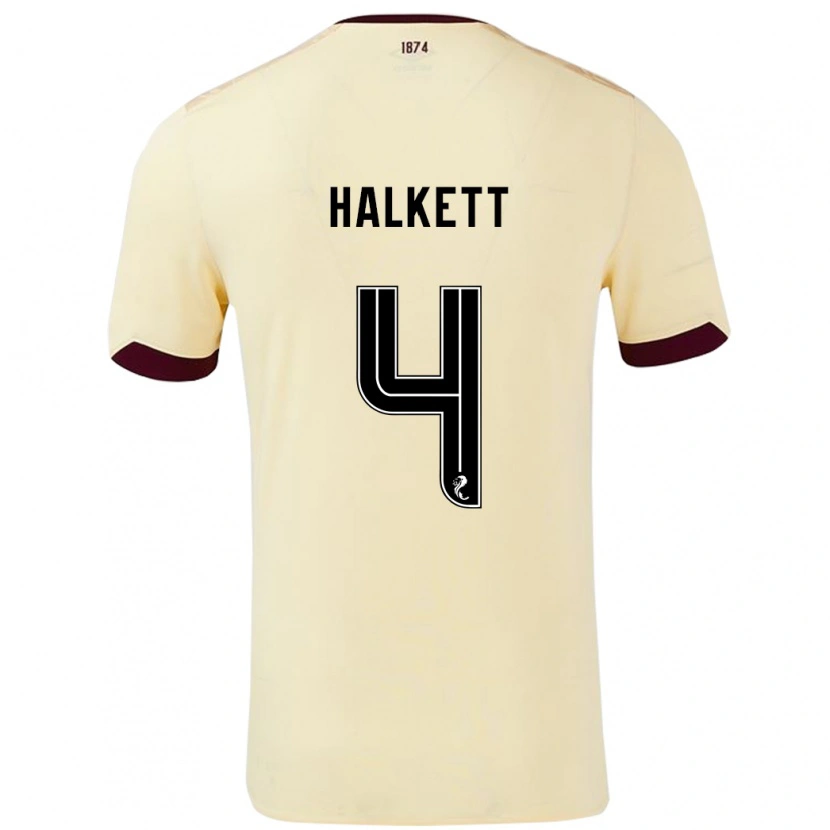 Danxen Homme Maillot Craig Halkett #4 Crème Bordeaux Tenues Extérieur 2024/25 T-Shirt