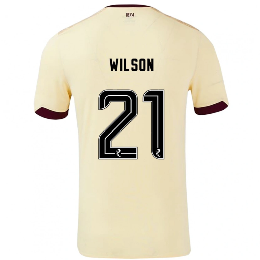 Danxen Homme Maillot James Wilson #21 Crème Bordeaux Tenues Extérieur 2024/25 T-Shirt