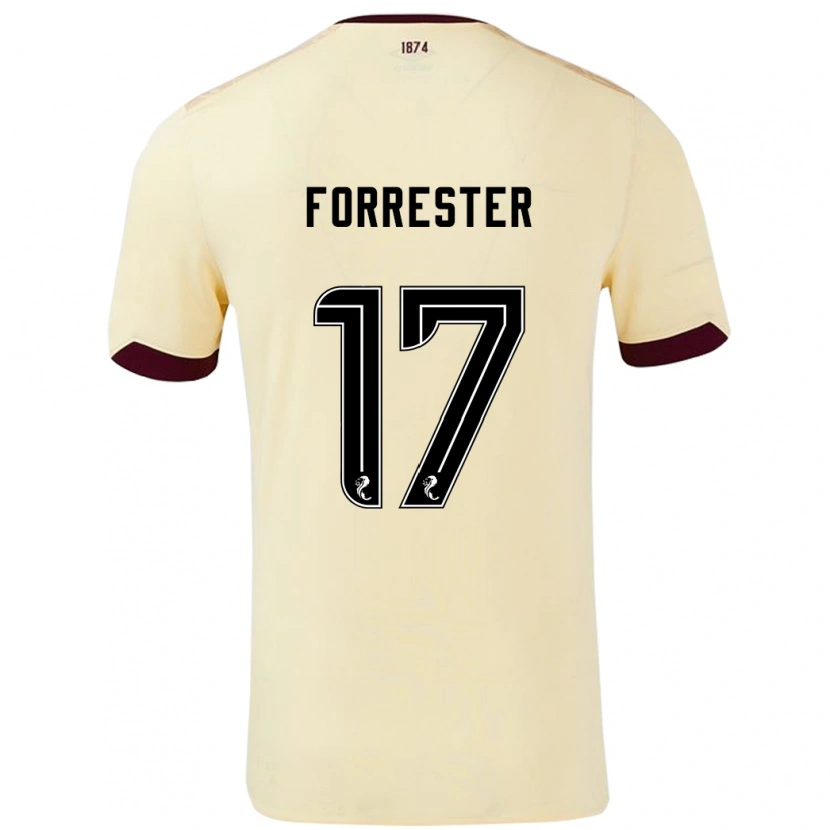 Danxen Homme Maillot Adam Forrester #17 Crème Bordeaux Tenues Extérieur 2024/25 T-Shirt