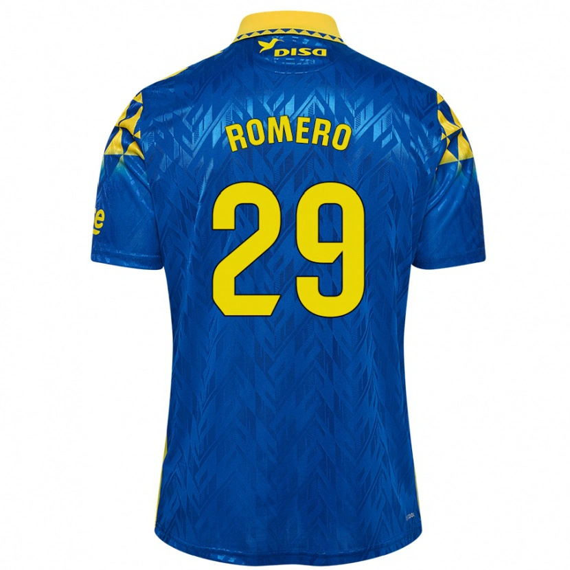 Danxen Homme Maillot Elías Romero #29 Bleu Jaune Tenues Extérieur 2024/25 T-Shirt