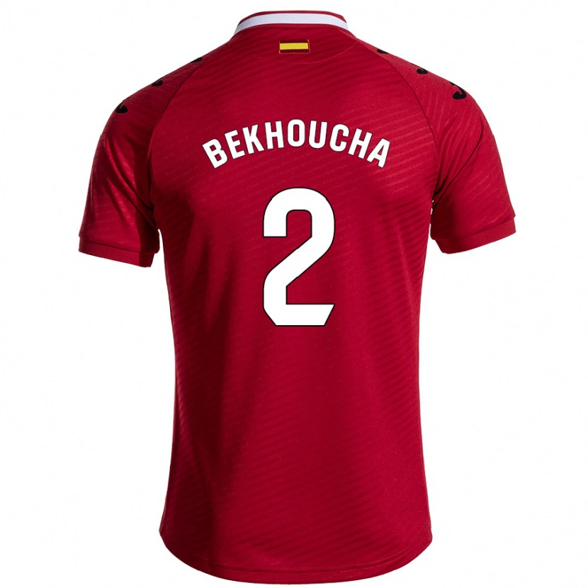 Danxen Homme Maillot Ismael Bekhoucha #2 Rouge Foncé Tenues Extérieur 2024/25 T-Shirt