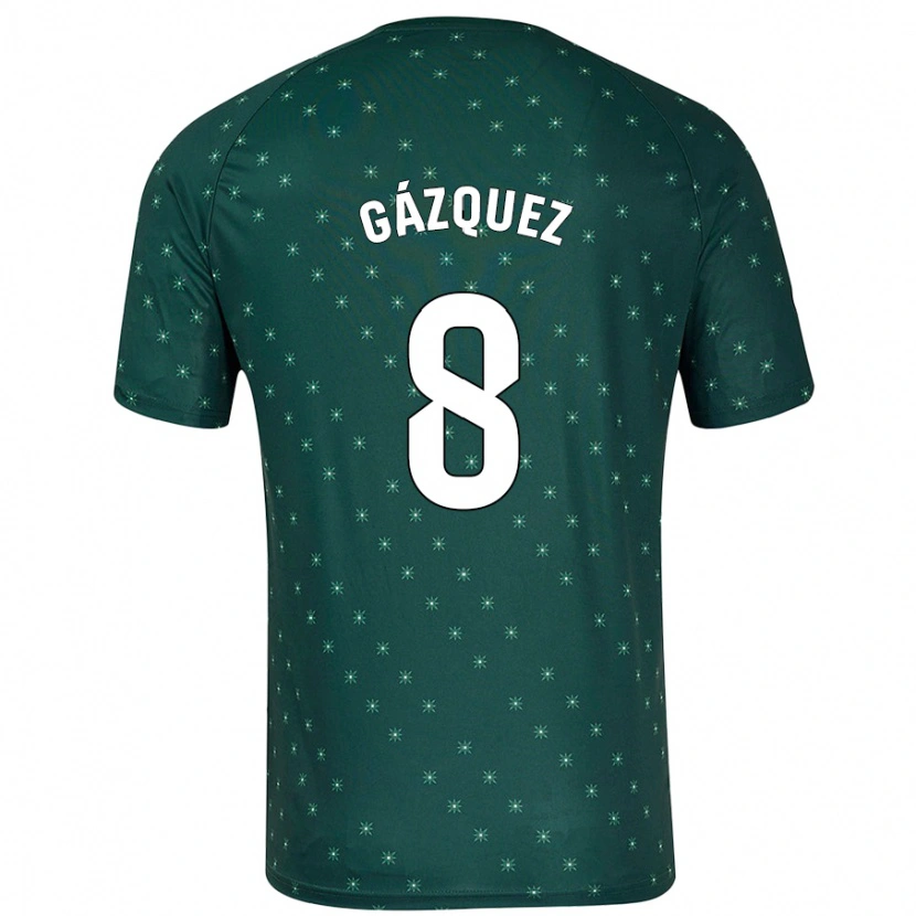 Danxen Homme Maillot Joan Gázquez #8 Vert Foncé Tenues Extérieur 2024/25 T-Shirt