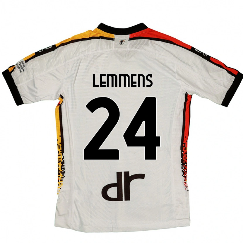 Danxen Homme Maillot Mats Lemmens #24 Blanc Noir Tenues Extérieur 2024/25 T-Shirt