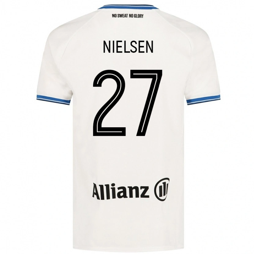 Danxen Homme Maillot Casper Nielsen #27 Blanc Tenues Extérieur 2024/25 T-Shirt