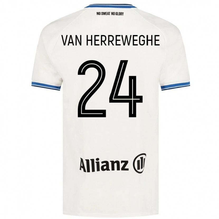 Danxen Homme Maillot Febe Van Herreweghe #24 Blanc Tenues Extérieur 2024/25 T-Shirt