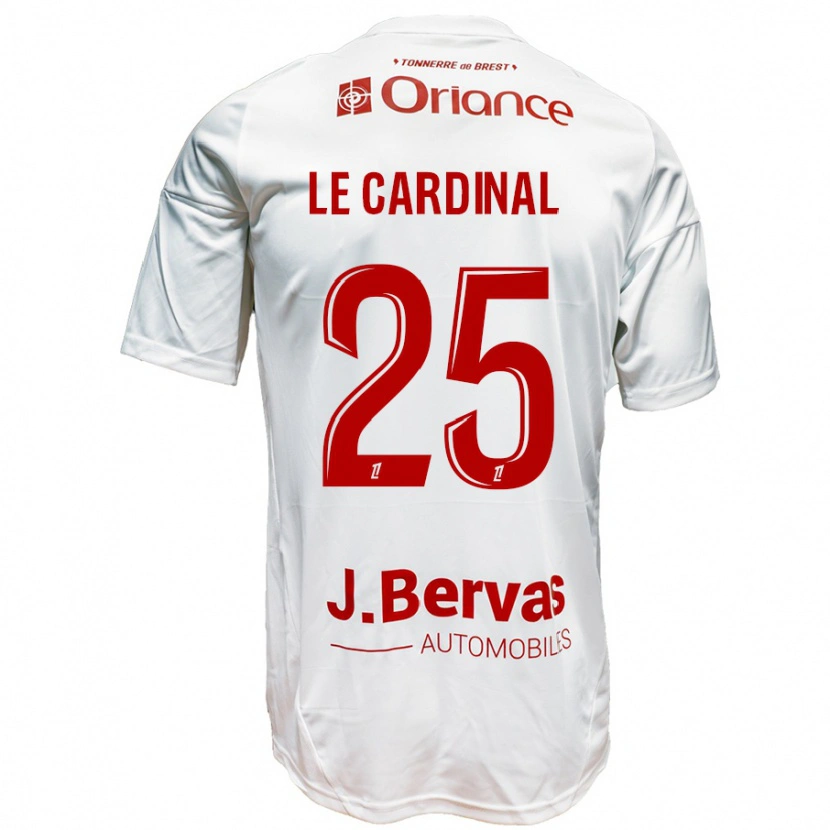 Danxen Homme Maillot Julien Le Cardinal #25 Blanc Rouge Tenues Extérieur 2024/25 T-Shirt