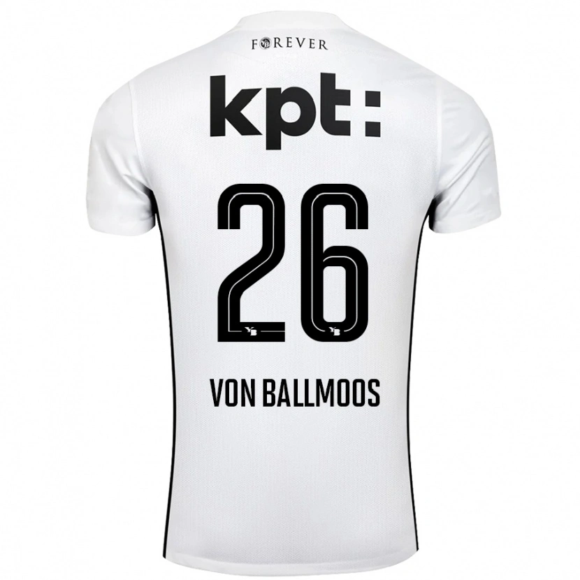 Danxen Homme Maillot David Von Ballmoos #26 Blanc Noir Tenues Extérieur 2024/25 T-Shirt