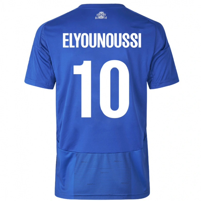 Danxen Homme Maillot Mohamed Elyounoussi #10 Blanc Bleu Tenues Extérieur 2024/25 T-Shirt