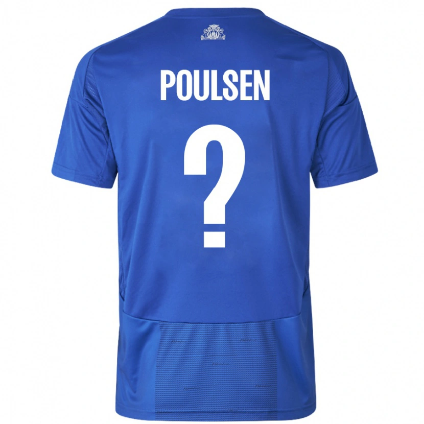 Danxen Homme Maillot Xander Poulsen #0 Blanc Bleu Tenues Extérieur 2024/25 T-Shirt