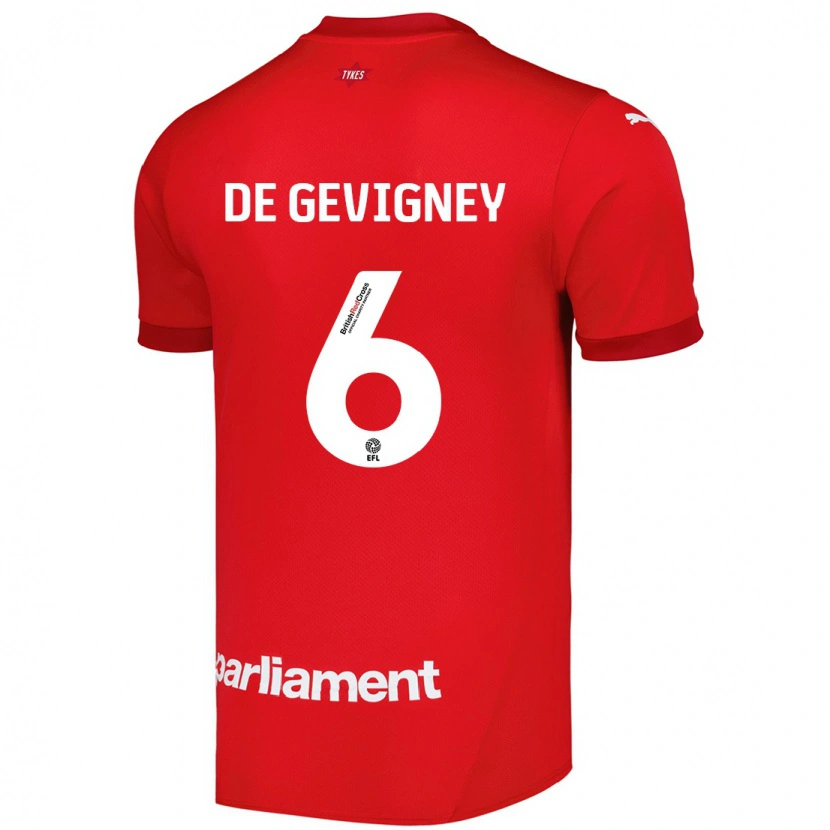 Danxen Femme Maillot Maël De Gevigney #6 Rouge Tenues Domicile 2024/25 T-Shirt