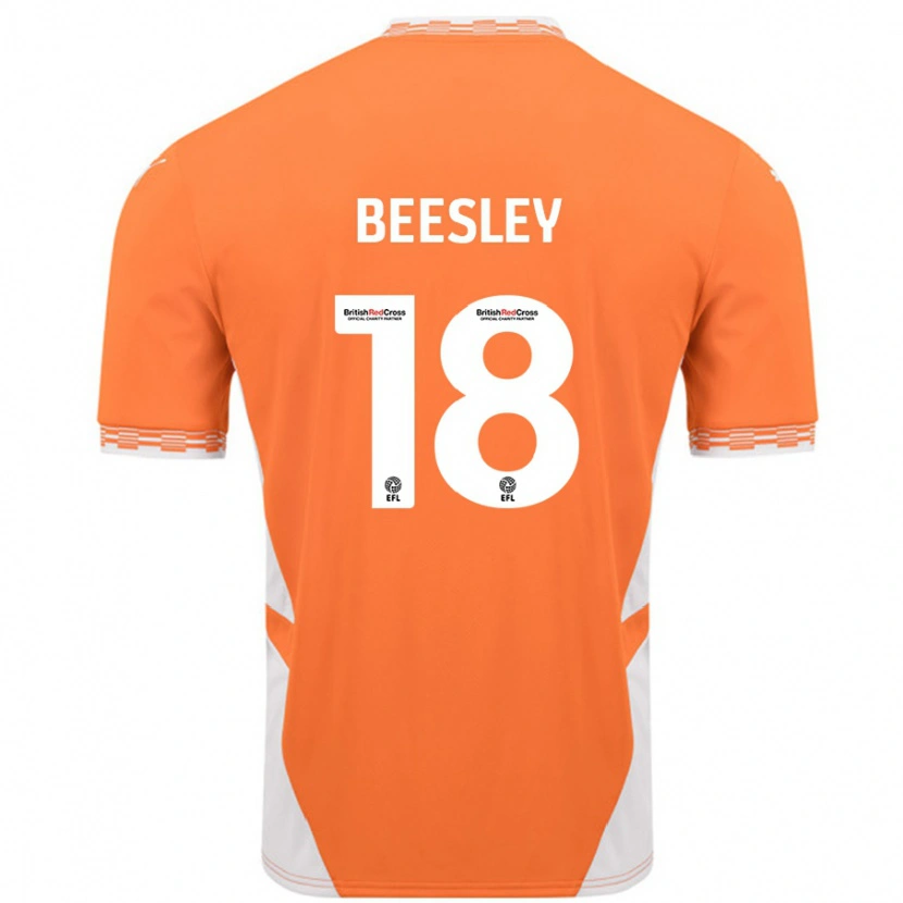 Danxen Femme Maillot Jake Beesley #18 Orange Blanc Tenues Domicile 2024/25 T-Shirt