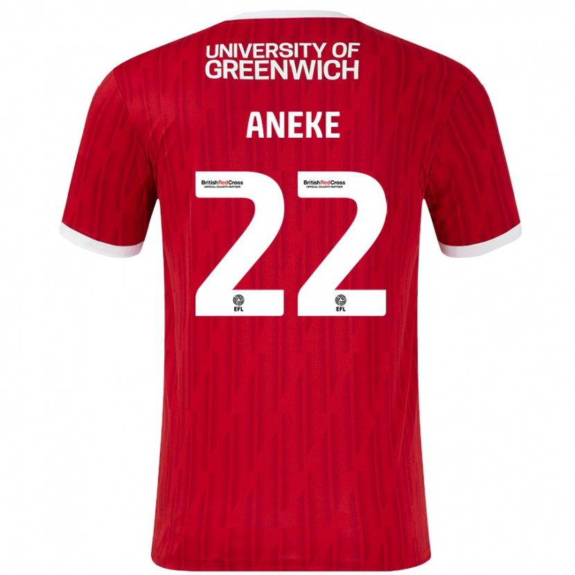 Danxen Femme Maillot Chuks Aneke #22 Rouge Blanc Tenues Domicile 2024/25 T-Shirt