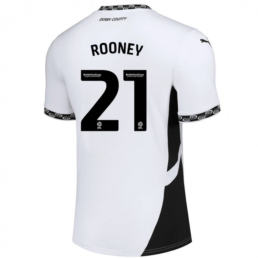 Danxen Femme Maillot Jake Rooney #21 Blanc Noir Tenues Domicile 2024/25 T-Shirt