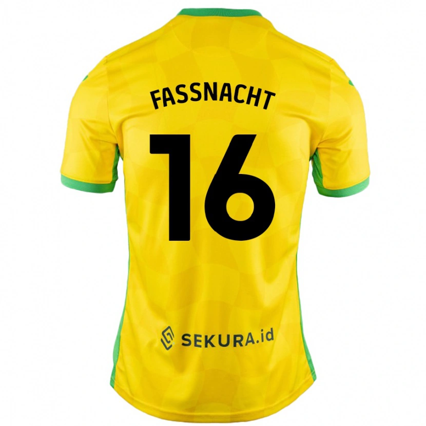 Danxen Femme Maillot Christian Fassnacht #16 Jaune Vert Tenues Domicile 2024/25 T-Shirt