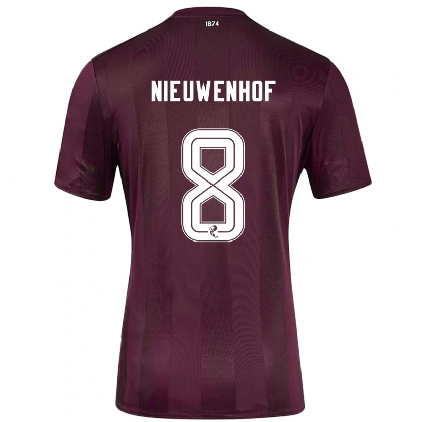 Danxen Femme Maillot Calem Nieuwenhof #8 Bordeaux Tenues Domicile 2024/25 T-Shirt