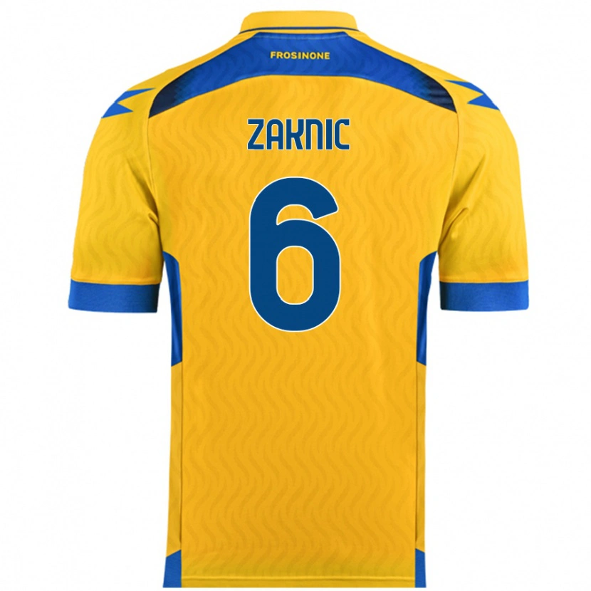 Danxen Femme Maillot Lazar Zaknic #6 Jaune Tenues Domicile 2024/25 T-Shirt