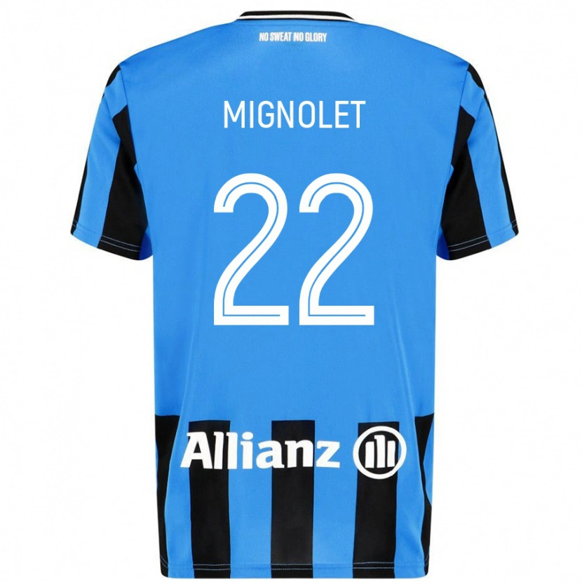 Danxen Femme Maillot Simon Mignolet #22 Bleu Ciel Noir Tenues Domicile 2024/25 T-Shirt