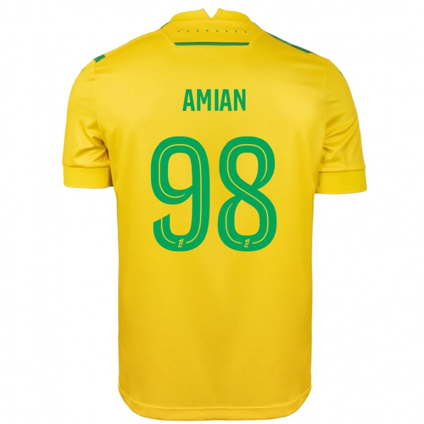 Danxen Femme Maillot Kelvin Amian #98 Jaune Vert Tenues Domicile 2024/25 T-Shirt