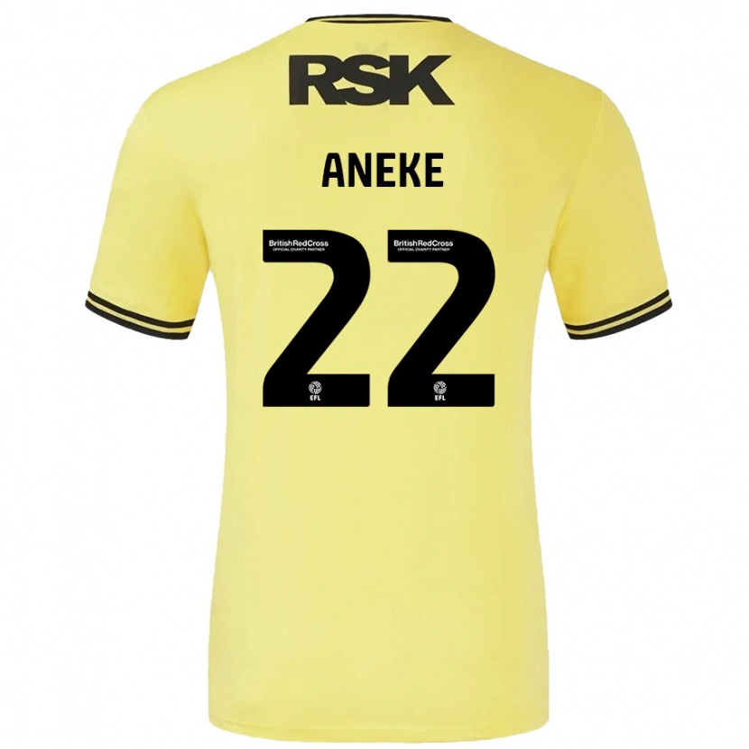 Danxen Femme Maillot Chuks Aneke #22 Jaune Noir Tenues Extérieur 2024/25 T-Shirt