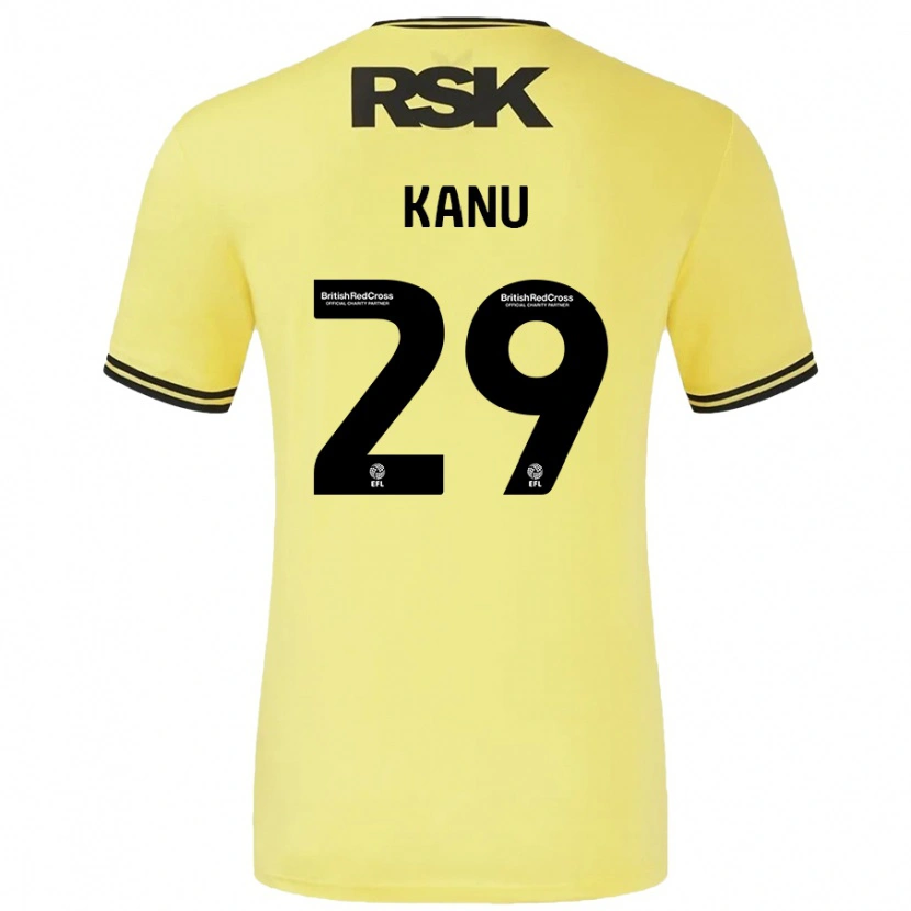 Danxen Femme Maillot Daniel Kanu #29 Jaune Noir Tenues Extérieur 2024/25 T-Shirt