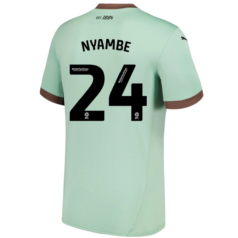 Danxen Femme Maillot Ryan Nyambe #24 Vert Pâle Tenues Extérieur 2024/25 T-Shirt