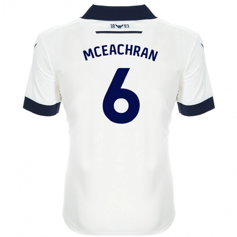 Danxen Femme Maillot Josh Mceachran #6 Blanc Bleu Marine Tenues Extérieur 2024/25 T-Shirt