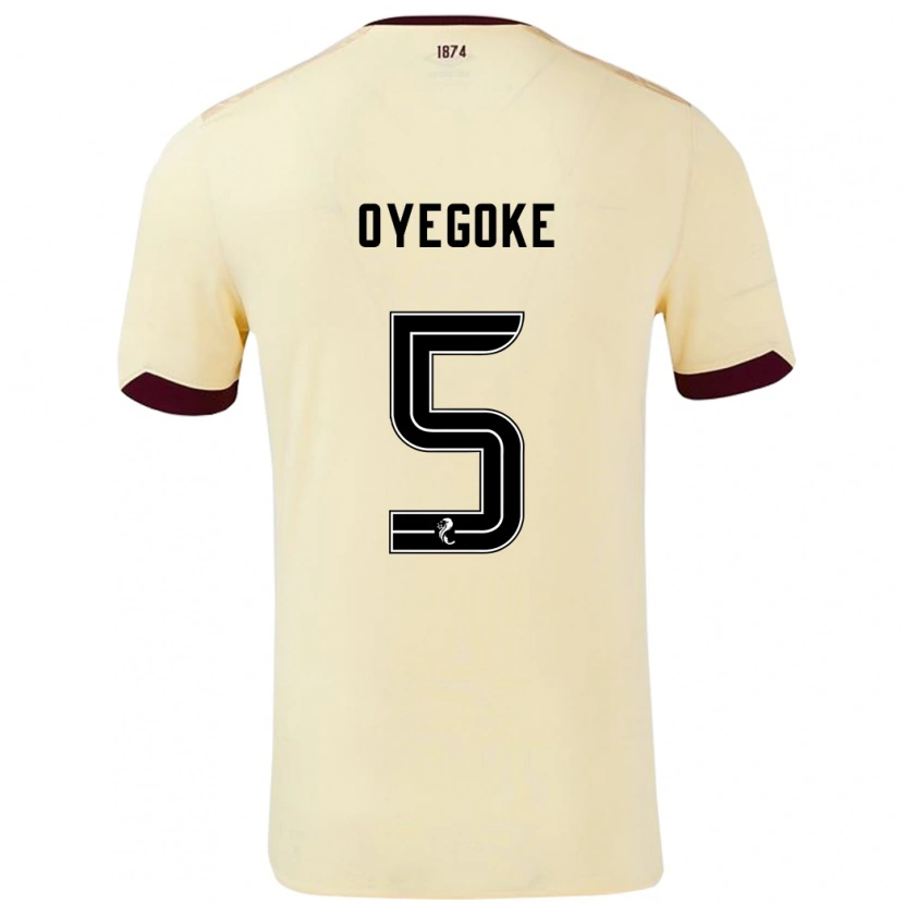 Danxen Femme Maillot Daniel Oyegoke #5 Crème Bordeaux Tenues Extérieur 2024/25 T-Shirt