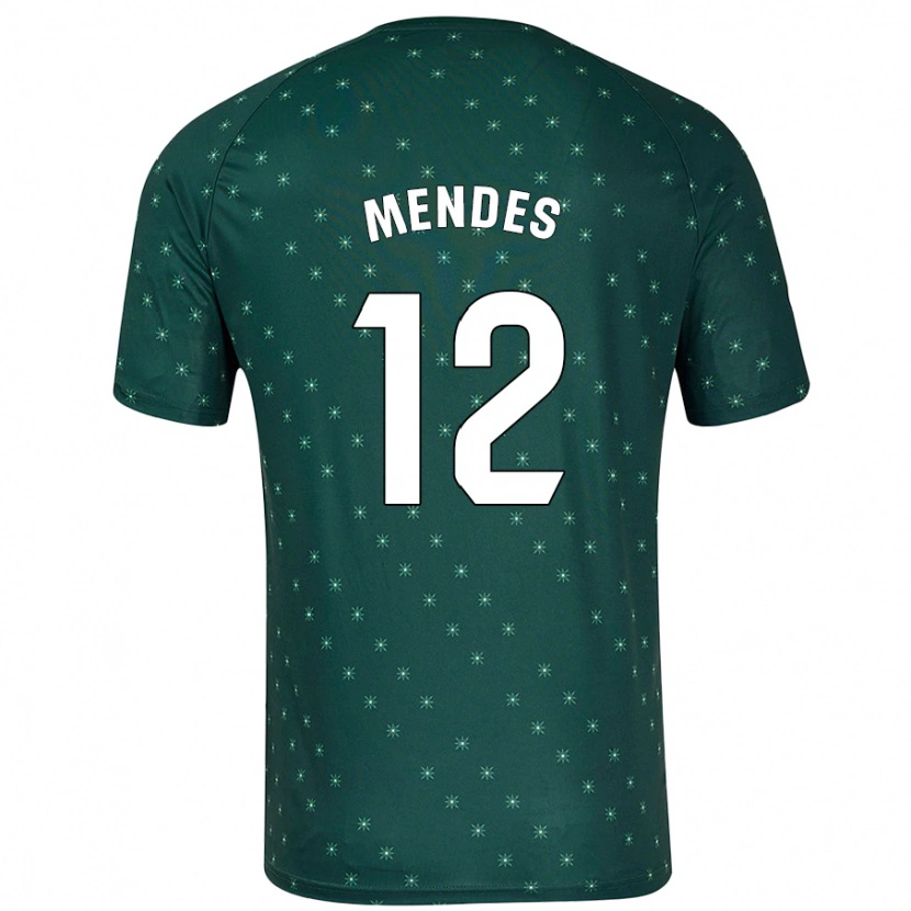 Danxen Femme Maillot Alex Mendes #12 Vert Foncé Tenues Extérieur 2024/25 T-Shirt